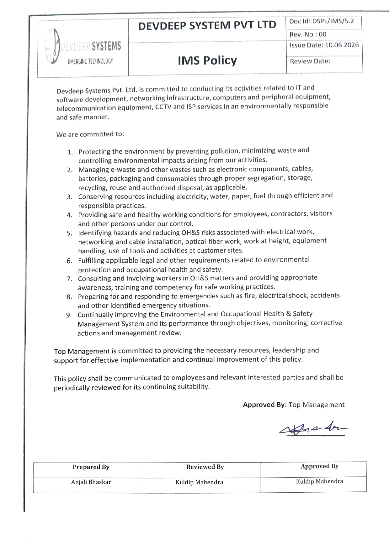 IMS Policy